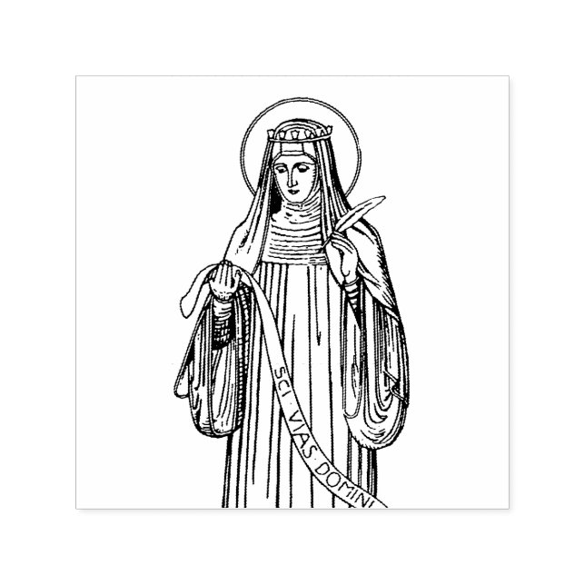 Sello Automático Santa Hildegarda de Bingen Mística Medieval (Diseño)