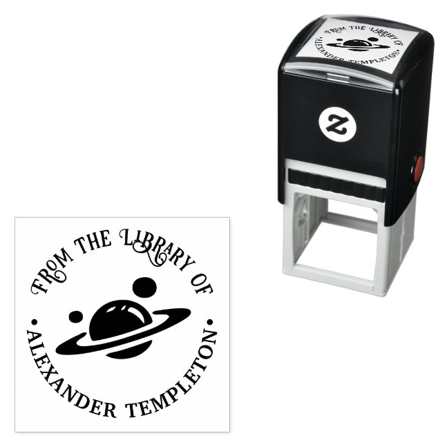 Sello Automático Saturno con anillos, nombre del libro de la biblio (In Situ)