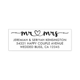 Sello Automático Script Heart Mr. Mrs Newlywn Return Address