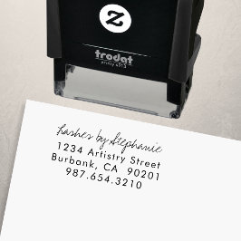 Sello Automático Script Lashes Studio Name Return Address Phone