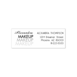 Sello Automático Script Makeup Studio Name Return Address Phone