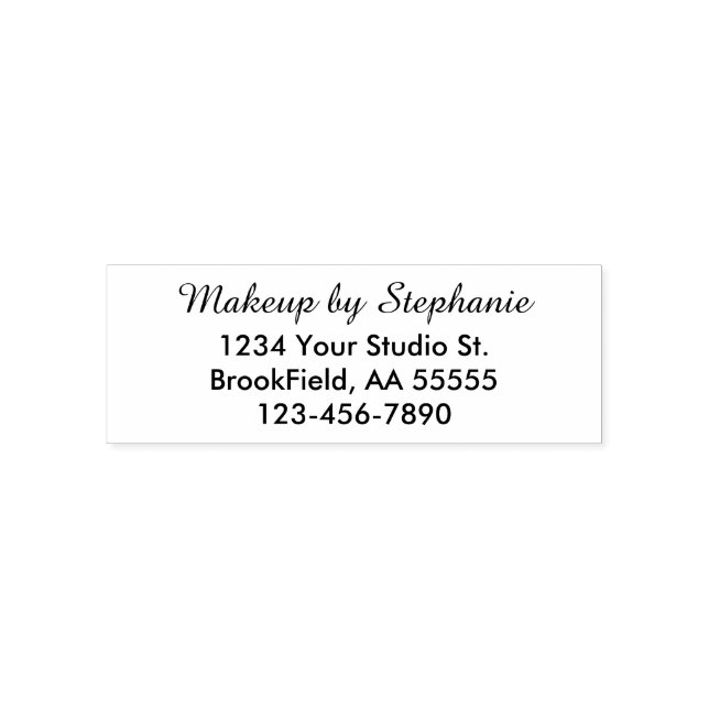 Sello Automático Script Makeup Studio Name Return Address Phone (Diseño)