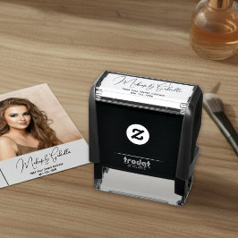 Sello Automático Script Makeup Studio Name Return Address Phone