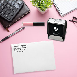 Sello Automático Script Makeup Studio Name Return Address Phone