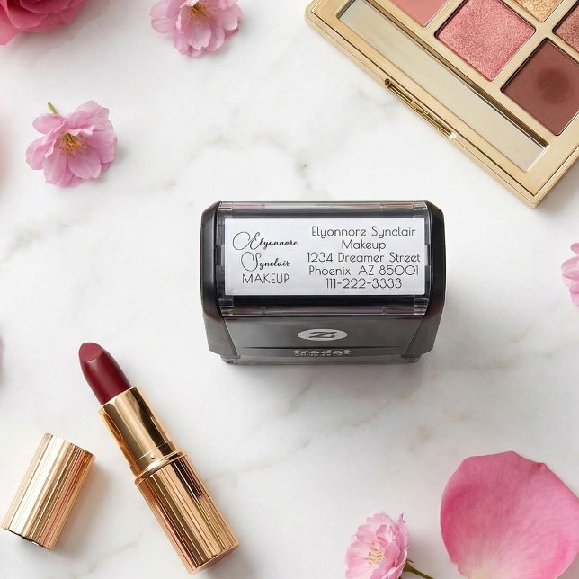 Sello Automático Script Makeup Studio Name Return Address Phone (Subido por el creador)