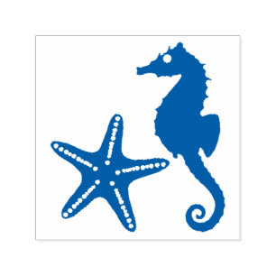Sello Automático Seahorse & Star Fish Silhouette