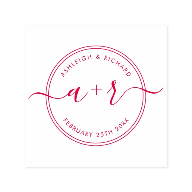 Sello Automático Secuencia de comandos de caligrafía Iniciales Boda (Diseño)