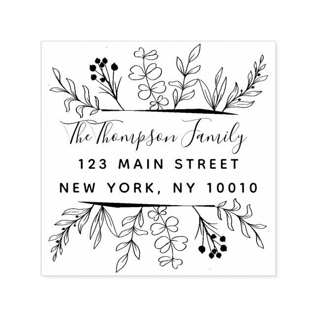 Sello Automático Sel de dirección de devolución de familia dibujada (Diseño)