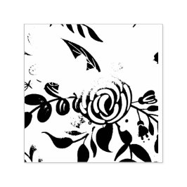 Sello Automático Sellador de goma floral desvaído clásico en blanco