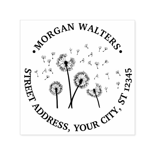 Sello Automático Semillas de Diente de León en el Viento Nombre Dir (Diseño)