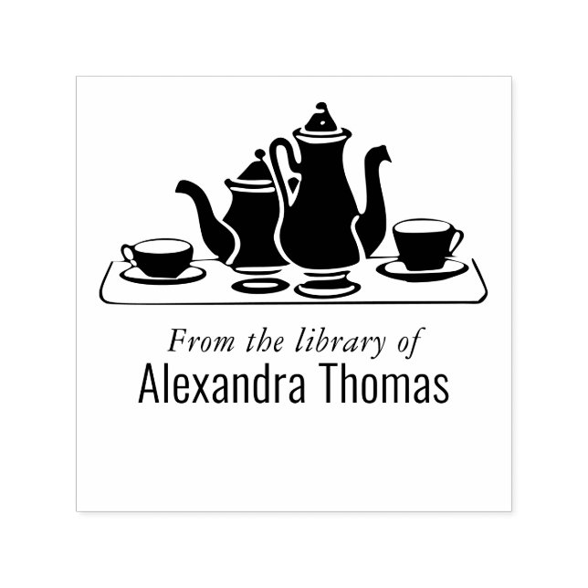Sello Automático Servicio de café y té Conjunto Nombre del libro de (Diseño)