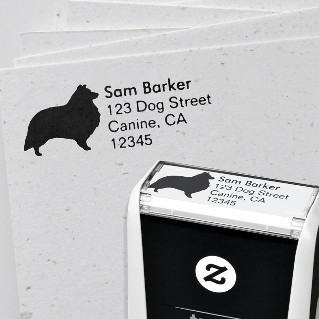 Sello Automático Shetland Sheepdog Silhouette Return Address (Subido por el creador)