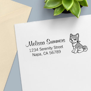 Sello Automático Shiba Inu Cuppy Dog Return Address