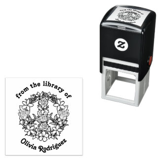 Sello Automático Signo de Paz Floral Retro De la Biblioteca de