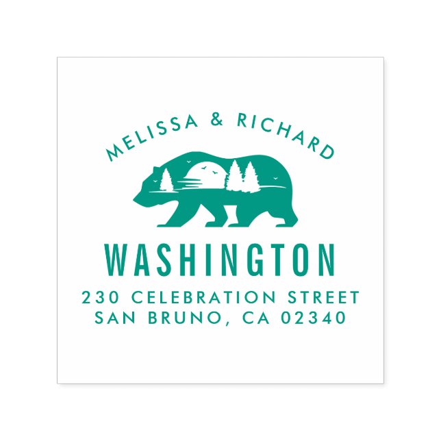 Sello Automático Silhouette Bear Mountain Rústico Nombre Devolver D (Diseño)