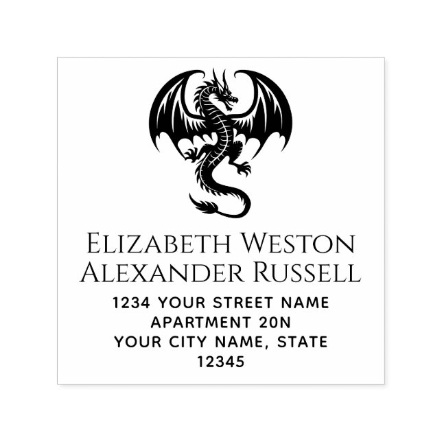 Sello Automático Silhouette de dragón místico #8S Dirección de devo (Diseño)