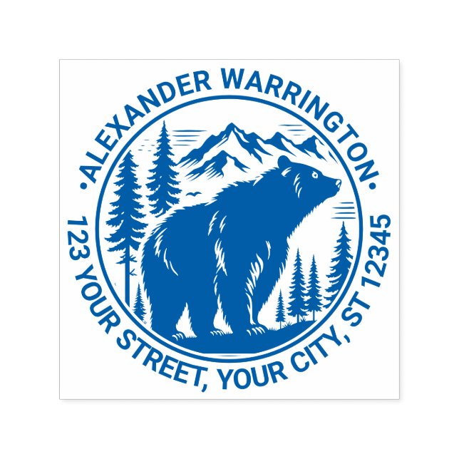 Sello Automático Silhouette de Oso y Árboles #2 Dirección de devolu (Diseño)