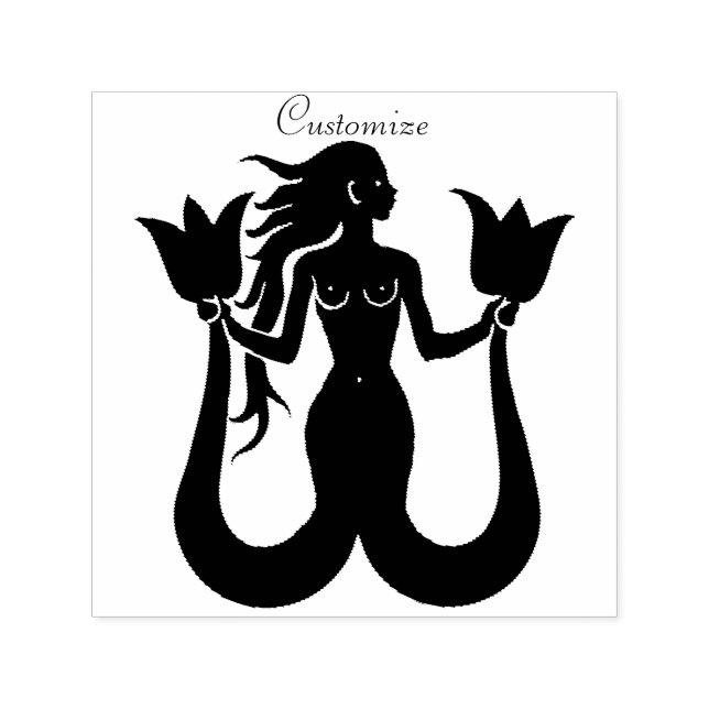 Sello Automático Silhouette de sirena de dos colas Thunder_Cove (Diseño)