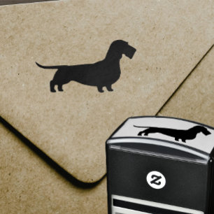 Sello Automático Silueta cabelluda del Dachshund del alambre