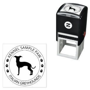 Sello Automático Silueta de galgo italiano con patas y texto