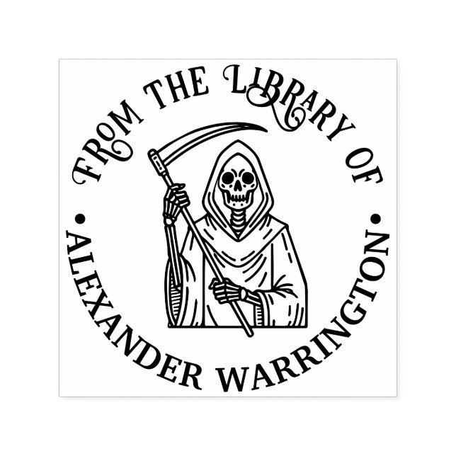 Sello Automático Silueta de la Parca #3 Nombre de libro de bibliote (Diseño)