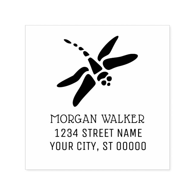 Sello Automático Silueta de libélula #1 Nombre de insecto Dirección (Diseño)