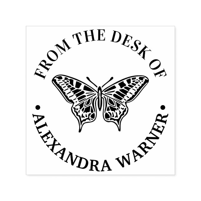 Sello Automático Silueta de mariposa #3 redonda "De parte de" (Diseño)