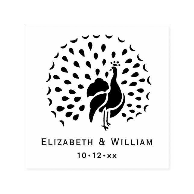 Sello Automático Silueta de pavo real #1 pareja de novios (Diseño)