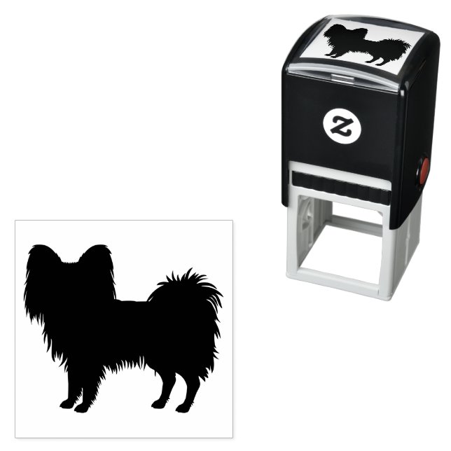 Sello Automático Silueta de perro de raza toy Papillon (In Situ)