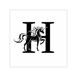 Sello Automático Silueta de Unicornio Mítico Sobre Init Negrita Ind