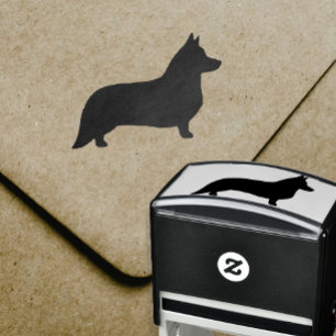 Sello Automático Silueta del Corgi Galés de la rebeca