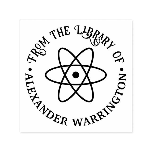 Sello Automático Símbolo de átomo #1 "De la biblioteca de" Nombre d (Diseño)