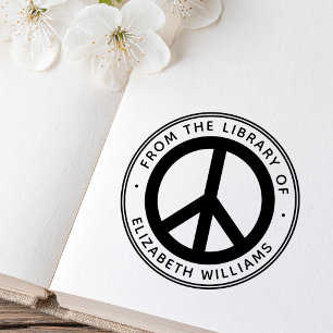 Sello Automático Símbolo de paz de la biblioteca del nombre persona