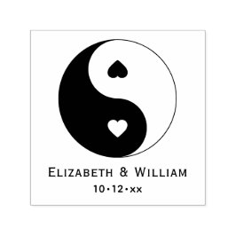 Sello Automático Símbolo de Yin Yang con Corazones Pareja de Amor B