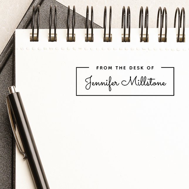 Sello Automático Simple desde el escritorio de nombre de guión (Simple From the Desk of Script Name Self-inking Stamp)