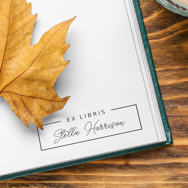 Sello Automático Simple EX LIBRIS Letra manuscrita Nombre (Simple EX LIBRIS Handwritten Script Name Self-inking Stamp)