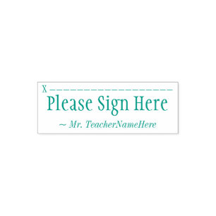 Sello Automático Simple "Please Rótulo Here" y nombre del profesor