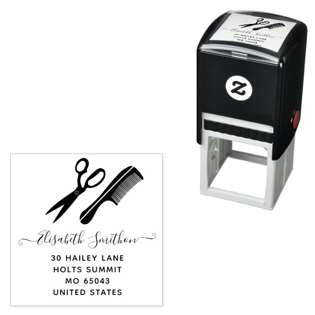 Sello Automático Simple Scissors Hair Comb Hairdresser Profesional (In Situ)