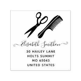 Sello Automático Simple Scissors Hair Comb Hairdresser Profesional