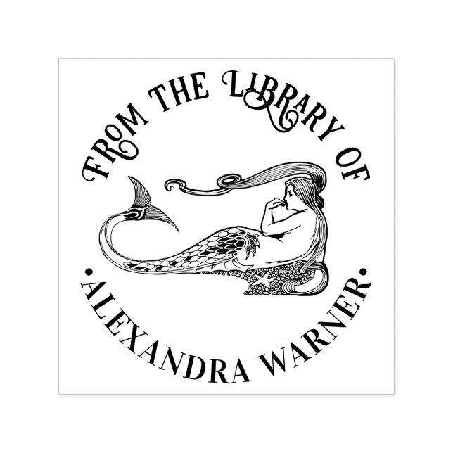 Sello Automático Sirena Tentadora Sirena Descansando Nombre del Lib (Diseño)