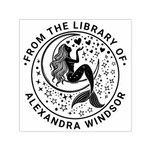 Sello Automático Sirenita de Sultry en Crescent Moon Library Book N