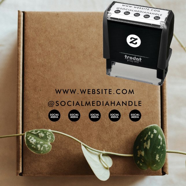 Sello Automático Sitio Web Social Media Icons Promocion de Negocios (Website Social Media Icons Business Promotional Self-inking Stamp)