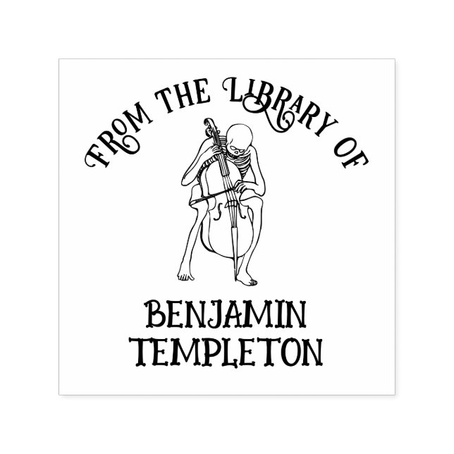 Sello Automático Skeleton gótico Jugando Biblioteca Cello Nombre de (Diseño)