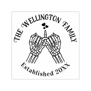 Sello Automático Skeleton Hands Pinky Swear Family Name Date Estd