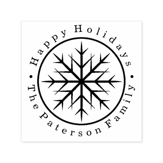 Sello Automático Snowflake de vacaciones felices personalizadas (Diseño)