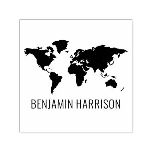 Sello Automático Sólo nombre de silueta de mapa mundial