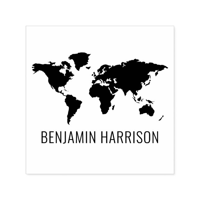 Sello Automático Sólo nombre de silueta de mapa mundial (Diseño)