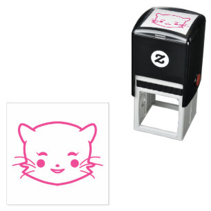 Sello Automático Sonriente de gato lindo