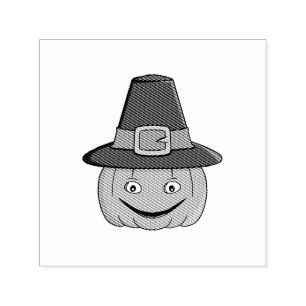 Sello Automático Sonrisa de calabaza de peregrino de Acción de Grac