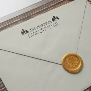 Sello Automático Spruces Rústica Nombre y Dirección de Retorno